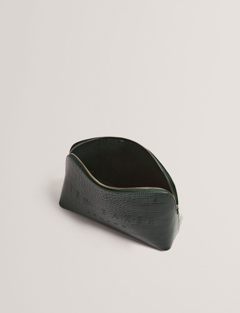 Geantă De Toaleta Dama Ted Baker Crocana - Croc Texture Faux Leather Washbag Verzi | 347298-RDV