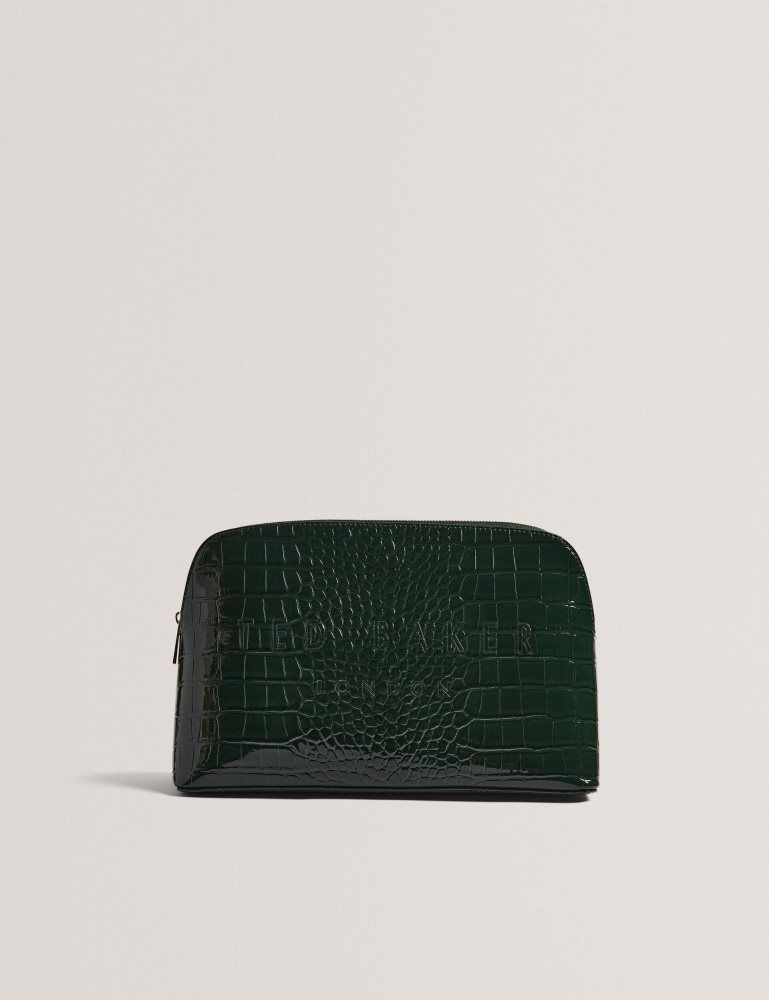 Geantă De Toaleta Dama Ted Baker Crocana - Croc Texture Faux Leather Washbag Verzi | 347298-RDV