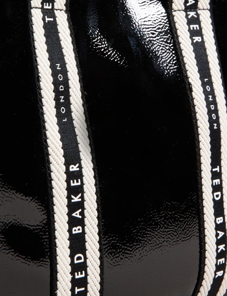 Geanta Tote Dama Ted Baker Celiane - Branded Webbing Patent Small Tote Bag Negrii | 570482-JXY