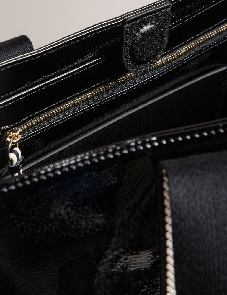 Geanta Tote Dama Ted Baker Celinie - Branded Webbing Faux Leather Tote Bag Negrii | 174536-FVS