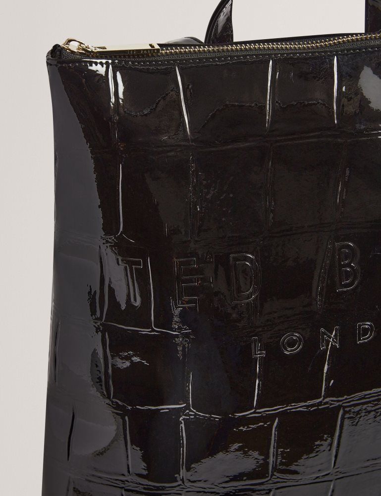 Geanta Tote Dama Ted Baker Croclee - Croc Effect Faux Leather Icon Backpack Negrii | 364789-JLD