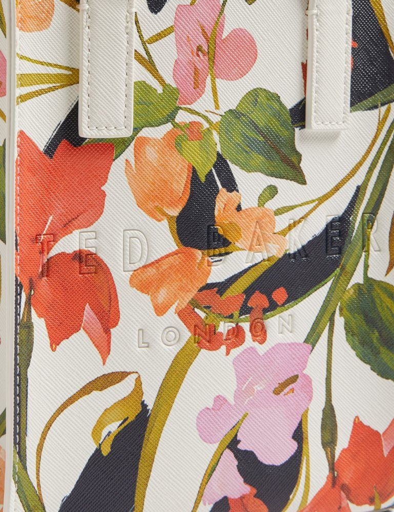 Geanta Tote Dama Ted Baker Floweia - Floral Faux Leather Mini Icon Tote Bag Albi | 196730-EIB