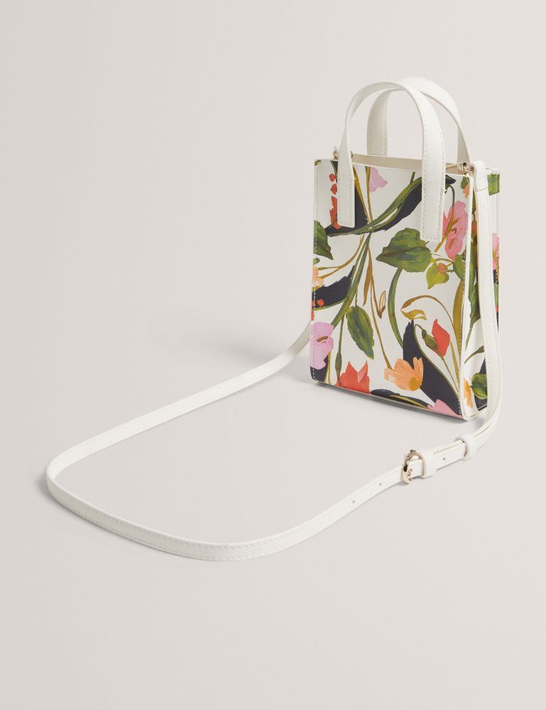 Geanta Tote Dama Ted Baker Floweia - Floral Faux Leather Mini Icon Tote Bag Albi | 196730-EIB
