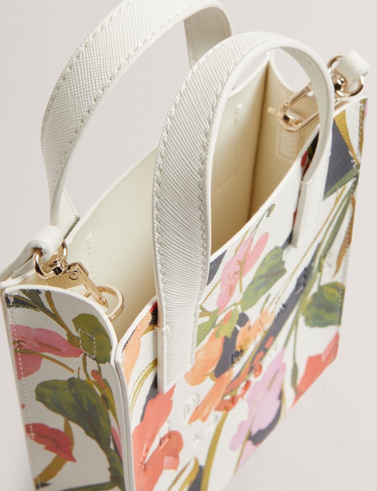 Geanta Tote Dama Ted Baker Floweia - Floral Faux Leather Mini Icon Tote Bag Albi | 196730-EIB