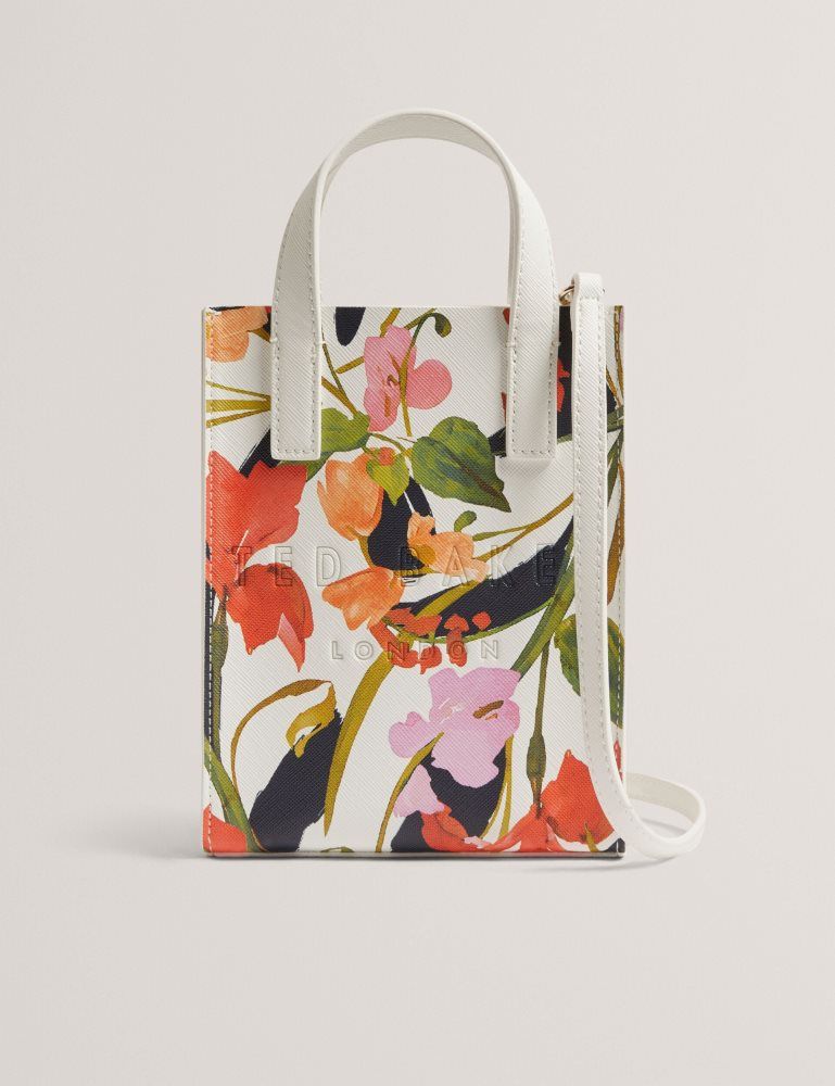 Geanta Tote Dama Ted Baker Floweia - Floral Faux Leather Mini Icon Tote Bag Albi | 196730-EIB