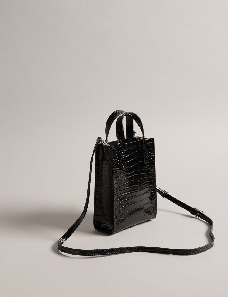 Geanta Tote Dama Ted Baker Gatocon - Mini Croc Effect Icon Tote Bag Negrii | 865431-PXU