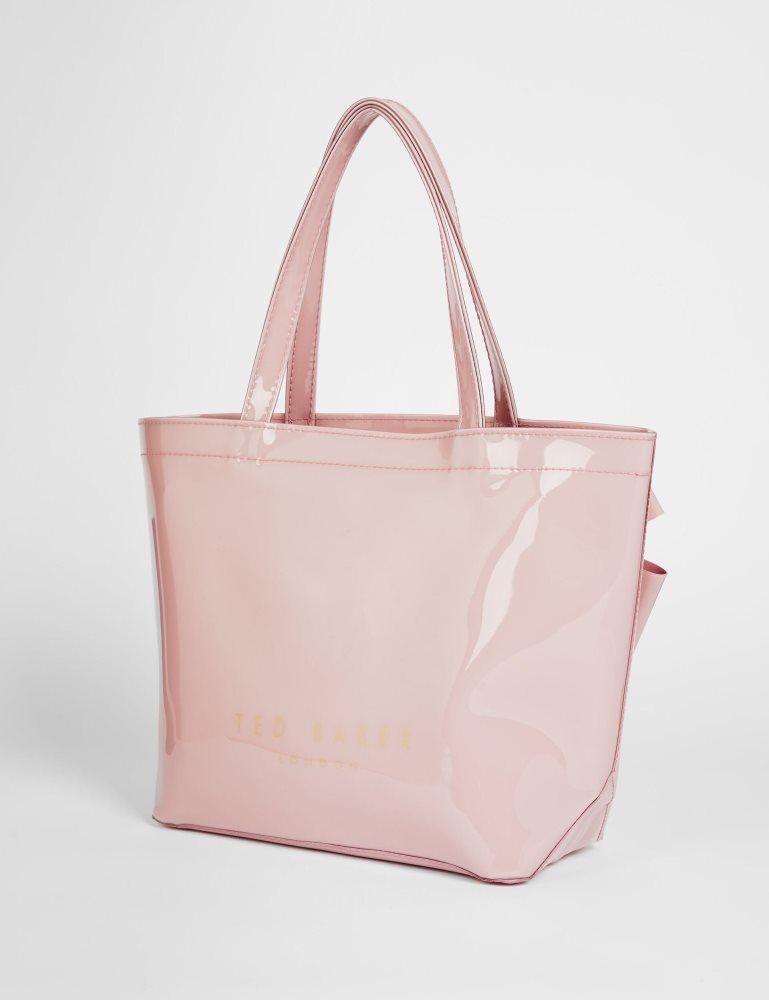 Geanta Tote Dama Ted Baker Nikicon - Small Knot Bow Vinyl Icon Bag Roz | 092631-IVD