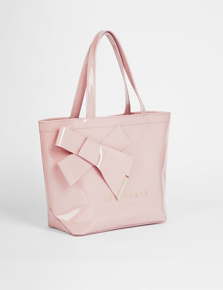 Geanta Tote Dama Ted Baker Nikicon - Small Knot Bow Vinyl Icon Bag Roz | 092631-IVD