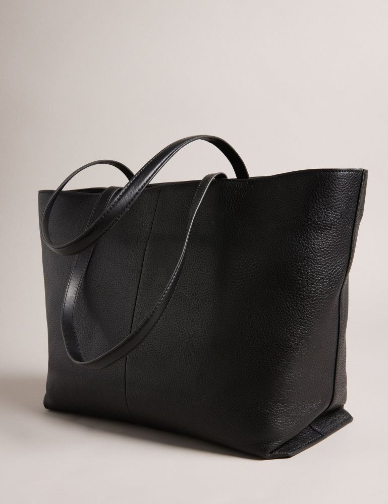 Geanta Tote Dama Ted Baker Nish - Wide Leather Shopper Bag With Zip Pocket Negrii | 159803-VJW