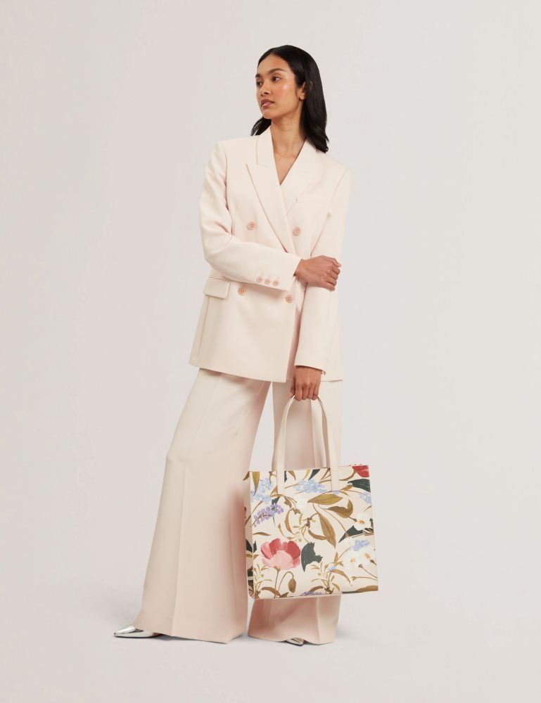 Geanta Tote Dama Ted Baker Palamaa - Floral Print Pu Large Icon Tote Bag Roz | 137429-DKB