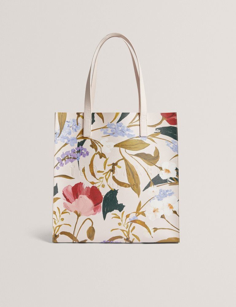 Geanta Tote Dama Ted Baker Palamaa - Floral Print Pu Large Icon Tote Bag Roz | 137429-DKB
