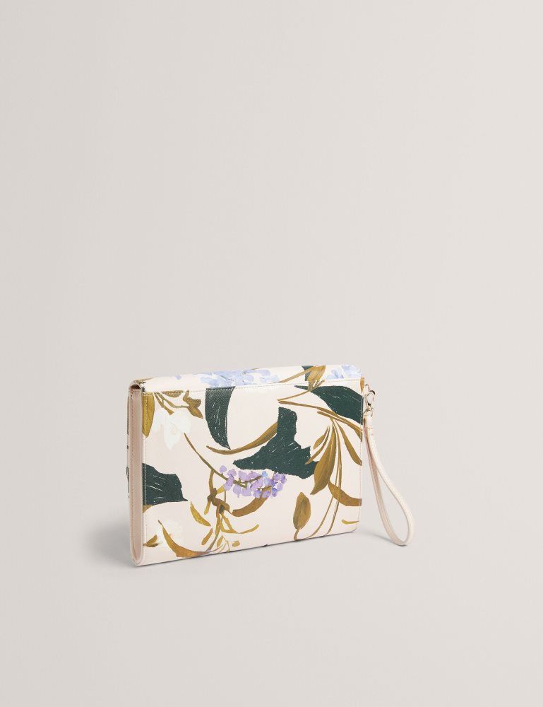 Geanta Tote Dama Ted Baker Poseii - Floral Print Envelope Icon Clutch Bag Roz | 078936-VSY