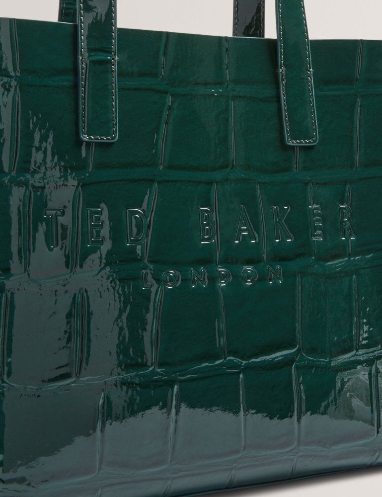 Geanta Tote Dama Ted Baker Reptcon - Croc Effect Small Icon Tote Bag Verzi | 604125-WOQ