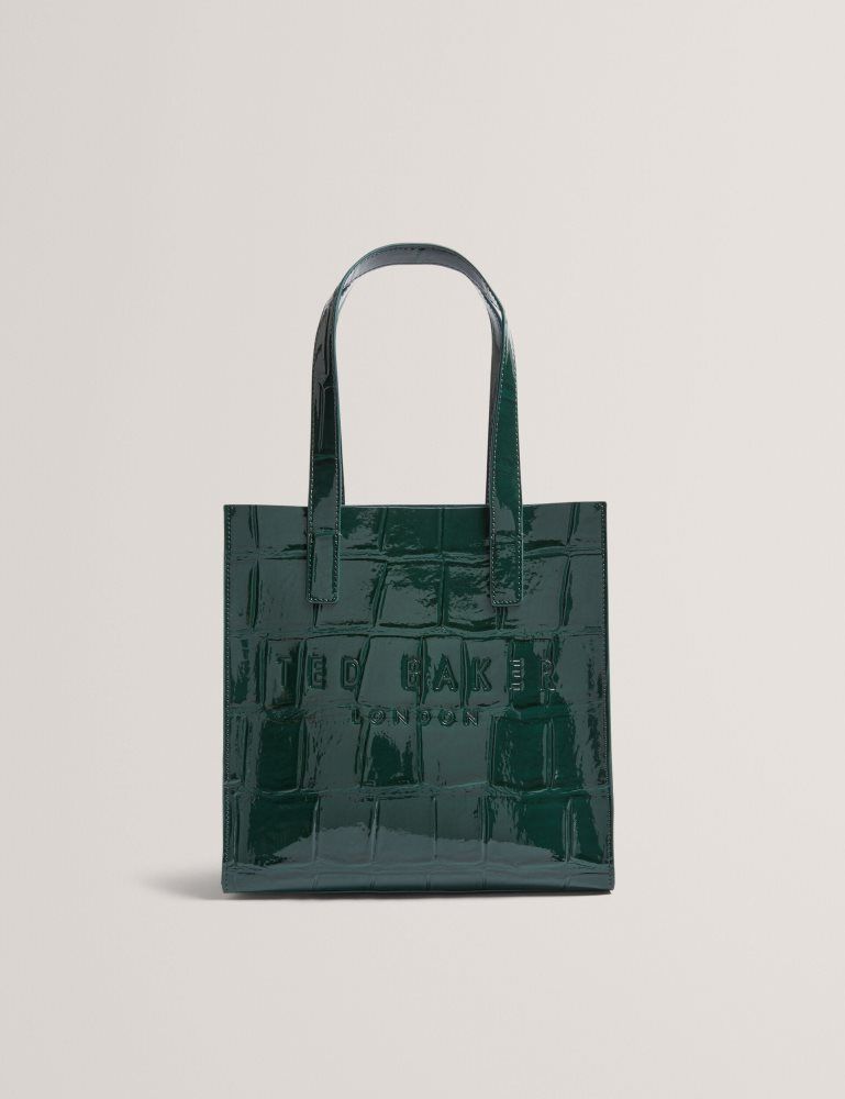 Geanta Tote Dama Ted Baker Reptcon - Croc Effect Small Icon Tote Bag Verzi | 604125-WOQ
