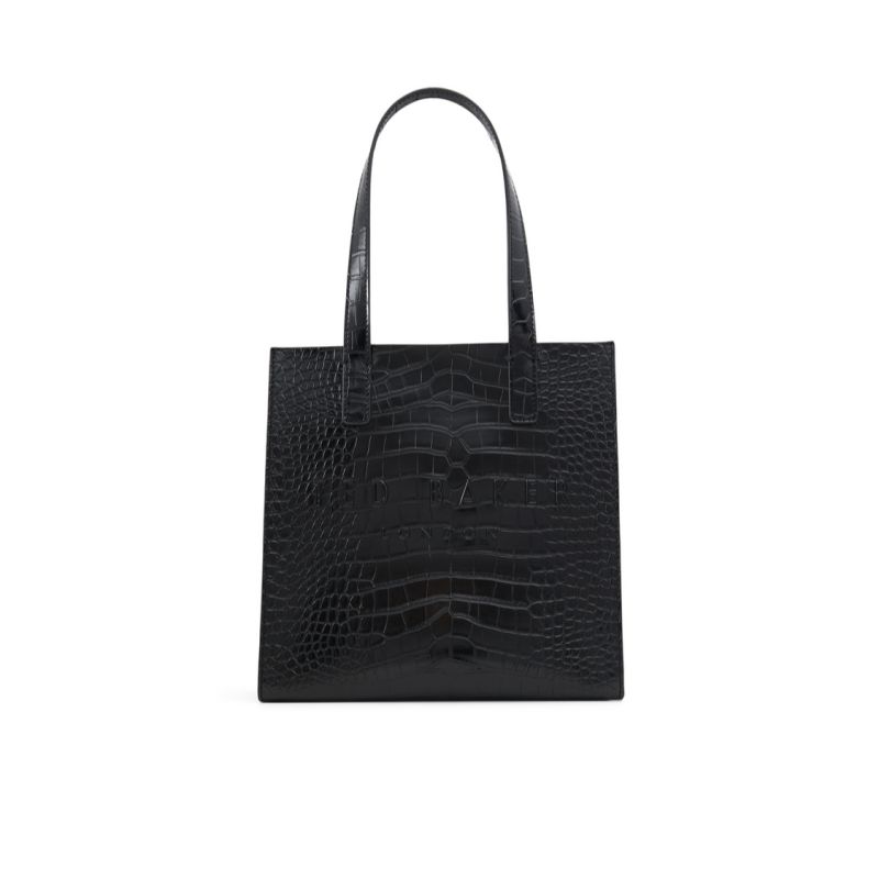 Geanta Tote Dama Ted Baker Seacon - Croc Texture Small Icon Tote Bag Negrii Albi | 157830-BUE