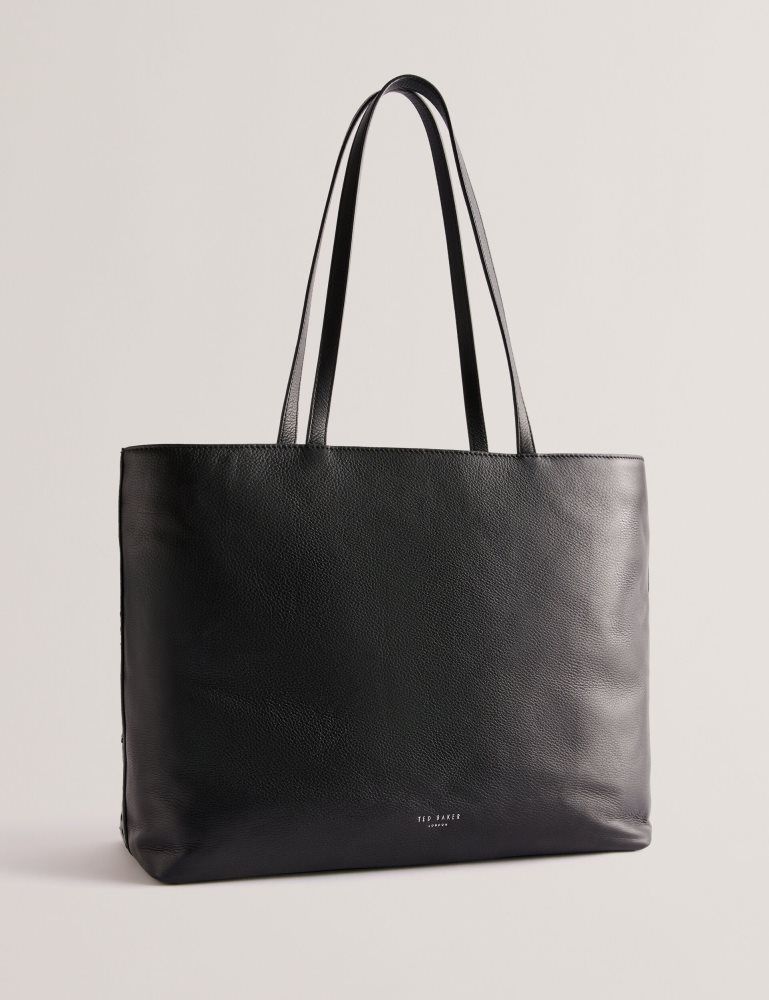 Geanta Tote Dama Ted Baker Stalie - Stitch Detail Leather Large Shopper Bag Negrii | 321680-QOC