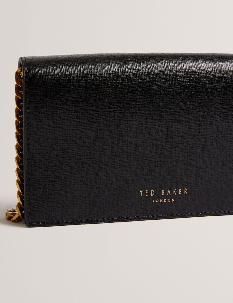 Geanta Tote Dama Ted Baker Tabina - Leather Purse With Chain Crossbody Strap Negrii | 362945-PXC