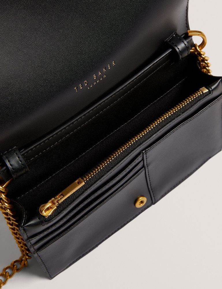 Geanta Tote Dama Ted Baker Tabina - Leather Purse With Chain Crossbody Strap Negrii | 362945-PXC