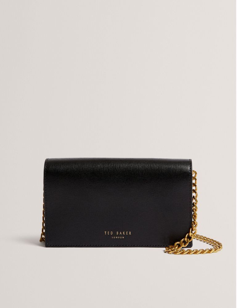 Geanta Tote Dama Ted Baker Tabina - Leather Purse With Chain Crossbody Strap Negrii | 362945-PXC