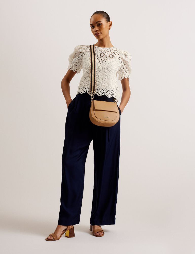 Genți De Cruce Dama Ted Baker Darcell - Leather Webbing Crossbody Satchel Bag Gri Maro | 978106-TOY