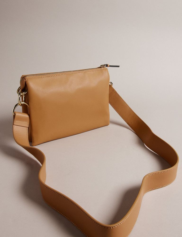 Genți De Cruce Dama Ted Baker Darceyy - Leather Crossbody Bag With Webbing Strap Gri Maro | 158739-LBG
