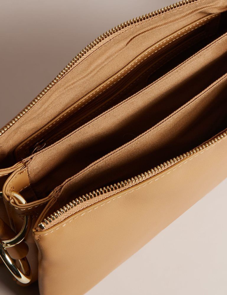 Genți De Cruce Dama Ted Baker Darceyy - Leather Crossbody Bag With Webbing Strap Gri Maro | 158739-LBG