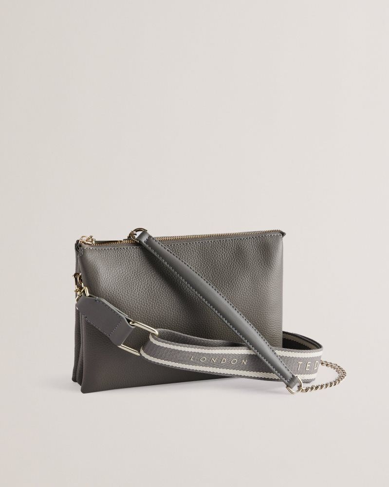 Genți De Cruce Dama Ted Baker Esille - Branded Webbing Crossbody Leather Bag Gri | 435162-PKH