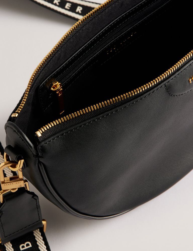 Genți De Cruce Dama Ted Baker Essina - Webbing Half Moon Leather Crossbody Bag Negrii | 086931-VSY