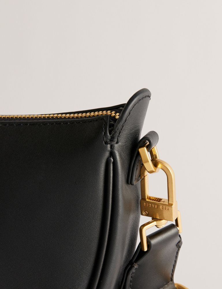 Genți De Cruce Dama Ted Baker Essina - Webbing Half Moon Leather Crossbody Bag Negrii | 086931-VSY