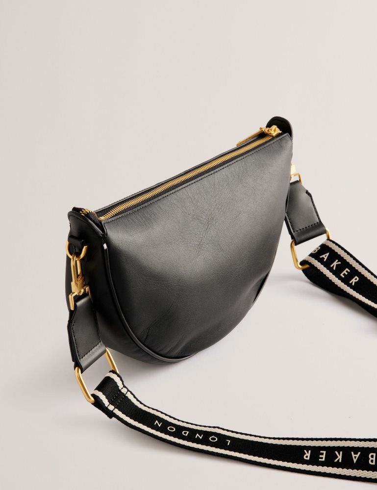 Genți De Cruce Dama Ted Baker Essina - Webbing Half Moon Leather Crossbody Bag Negrii | 086931-VSY
