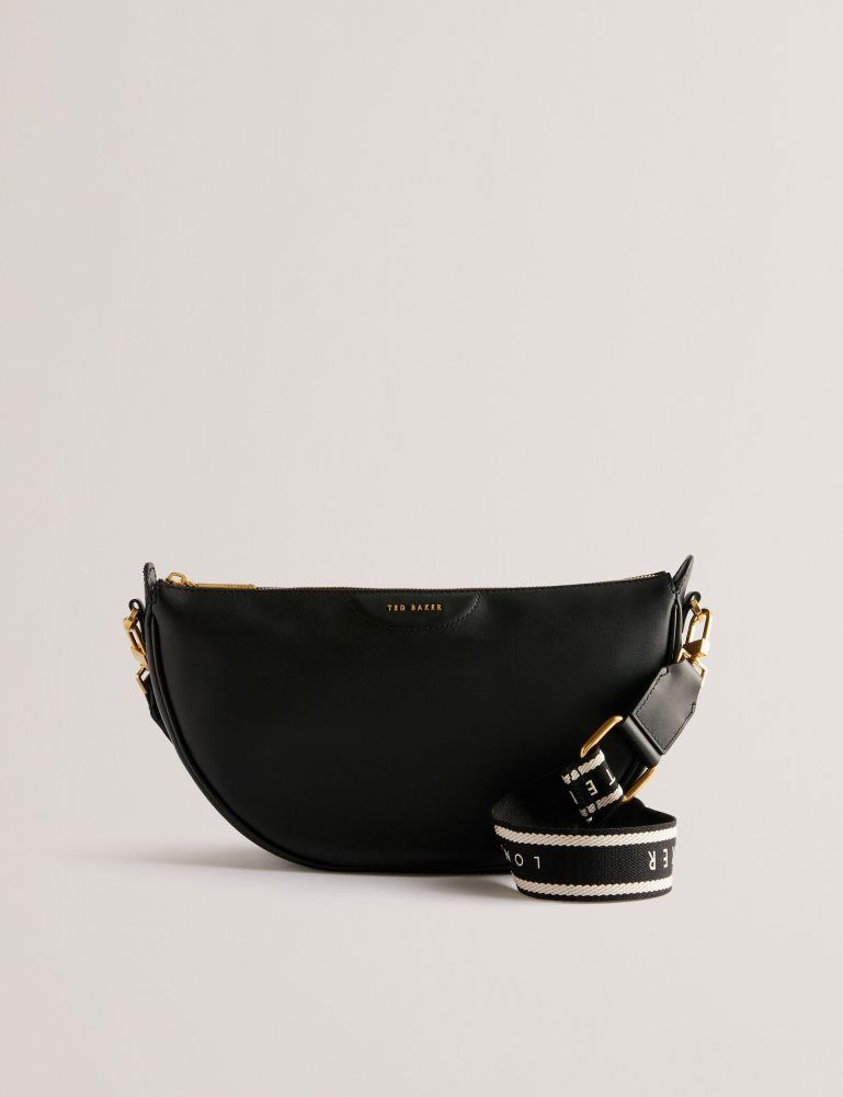 Genți De Cruce Dama Ted Baker Essina - Webbing Half Moon Leather Crossbody Bag Negrii | 086931-VSY