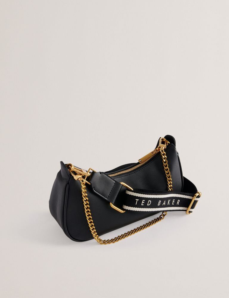 Genți De Cruce Dama Ted Baker Essiy - Leather Baguette Bag With Webbing Strap Negrii | 459817-NYG