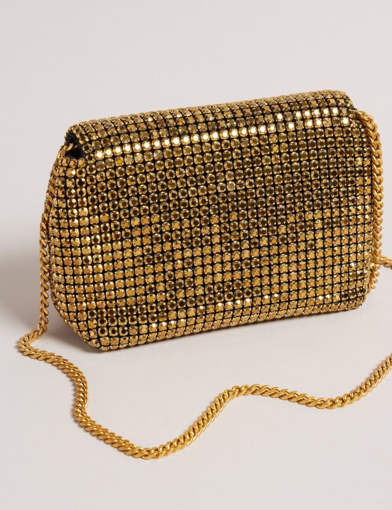 Genți De Cruce Dama Ted Baker Gliters - Crystal Embellished Mini Crossbody Bag Aurii | 069832-MXG