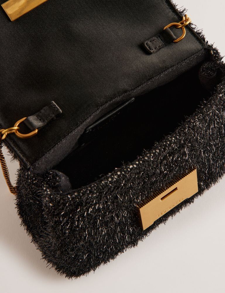 Genți De Cruce Dama Ted Baker Liylah - Metallic Tinsel Fold Over Crossbody Bag Negrii | 362481-XRP