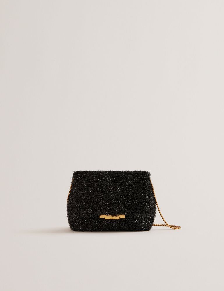 Genți De Cruce Dama Ted Baker Liylah - Metallic Tinsel Fold Over Crossbody Bag Negrii | 362481-XRP