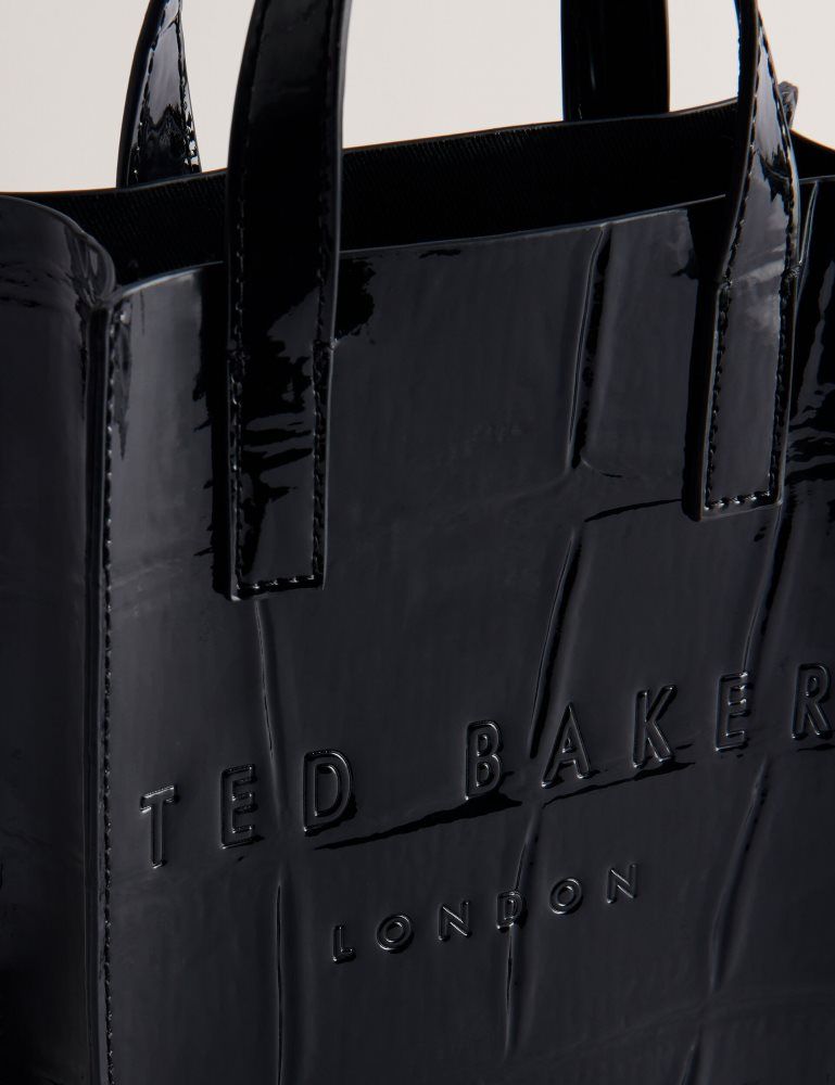 Genți Icon Dama Ted Baker Gatocon - Mini Croc Effect Patent Icon Tote Bag Negrii | 583914-XQP