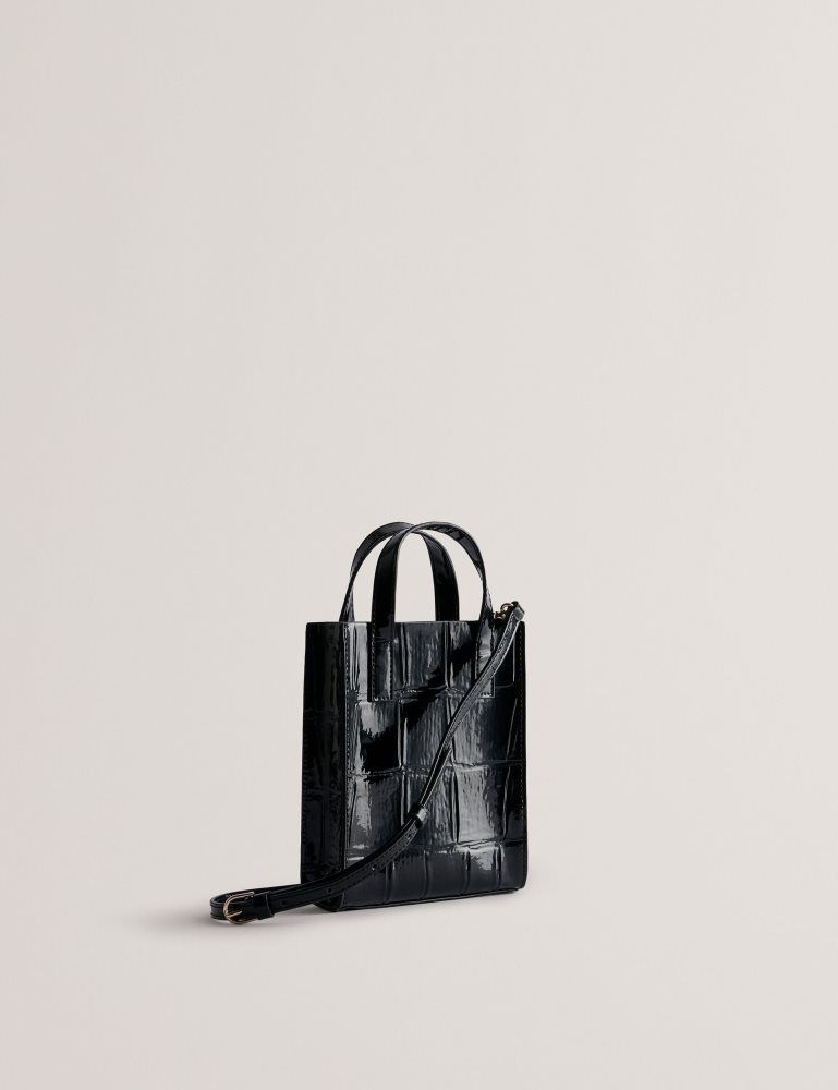 Genți Icon Dama Ted Baker Gatocon - Mini Croc Effect Patent Icon Tote Bag Negrii | 583914-XQP