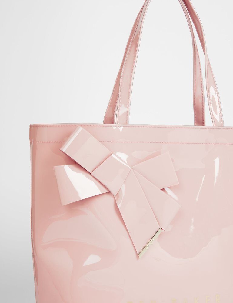 Genți Icon Dama Ted Baker Nicon - Knot Bow Vinyl Icon Tote Bag Roz | 280956-ERW