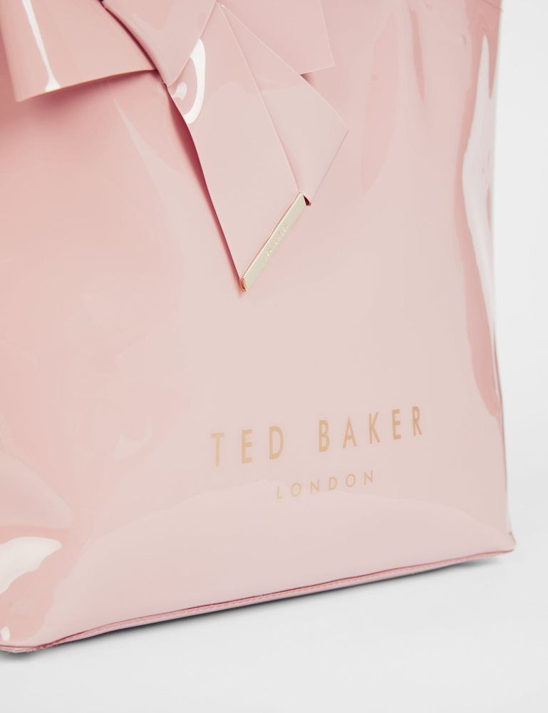 Genți Icon Dama Ted Baker Nicon - Knot Bow Vinyl Icon Tote Bag Roz | 280956-ERW
