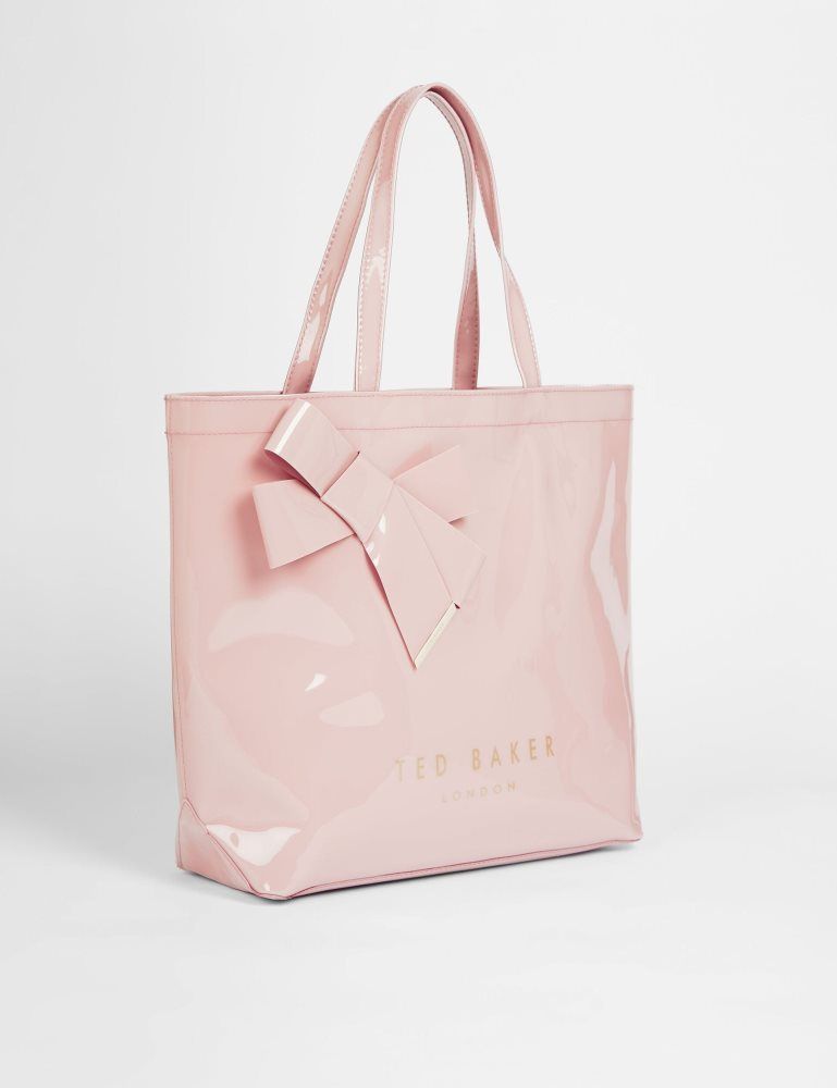 Genți Icon Dama Ted Baker Nicon - Knot Bow Vinyl Icon Tote Bag Roz | 280956-ERW