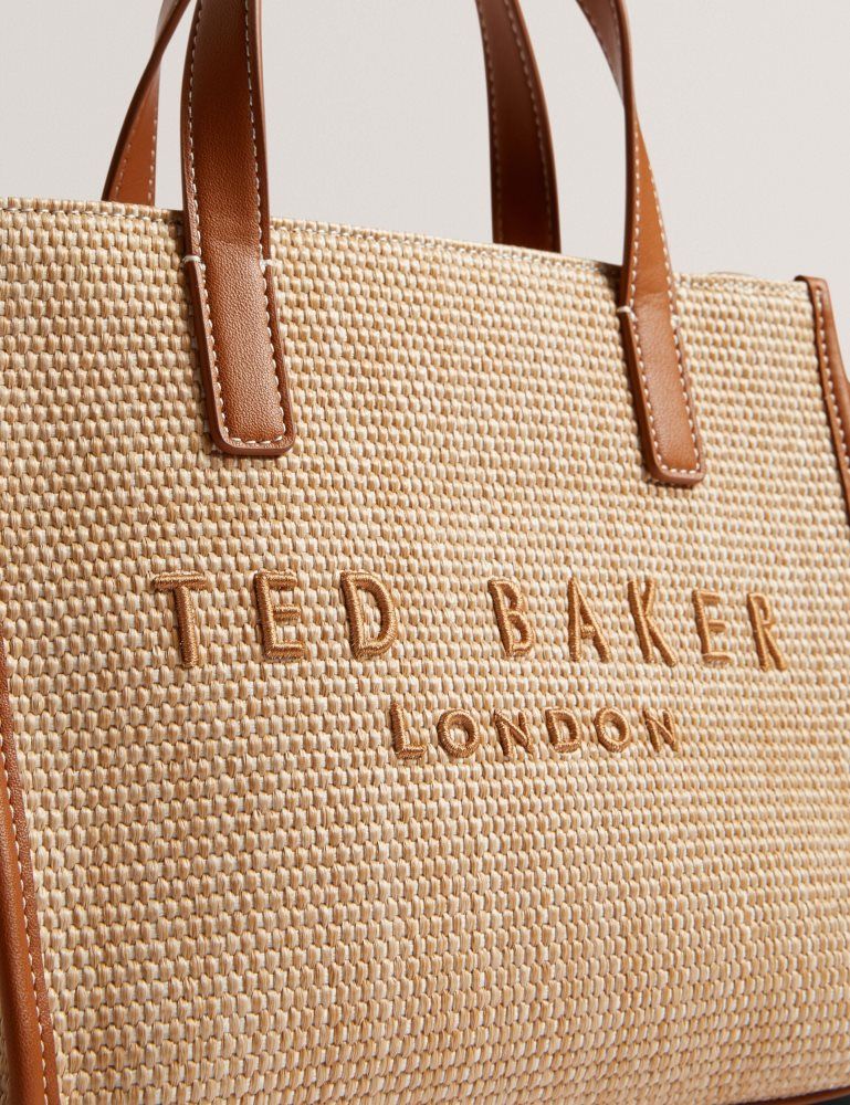 Genți Icon Dama Ted Baker Paolina - Faux Raffia Pu Trim Small Icon Tote Bag Maro | 847503-IBL