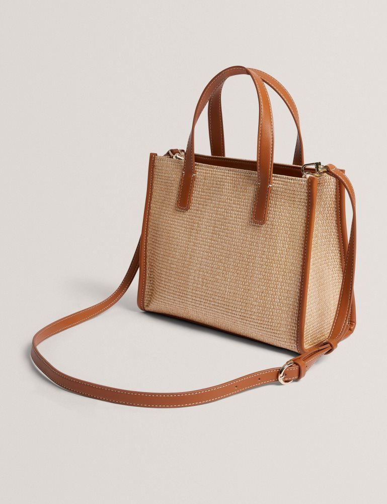 Genți Icon Dama Ted Baker Paolina - Faux Raffia Pu Trim Small Icon Tote Bag Maro | 847503-IBL