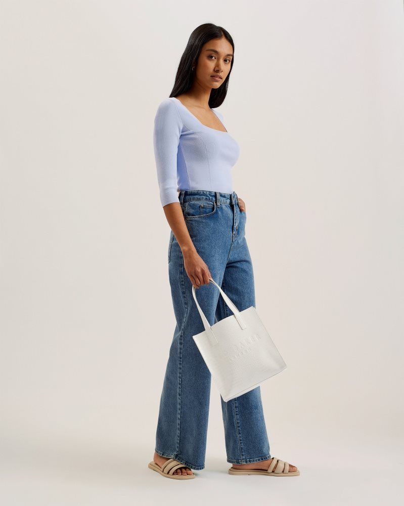 Genți Icon Dama Ted Baker Reptcon - Croc Effect Small Icon Tote Bag Bej | 725906-NIP