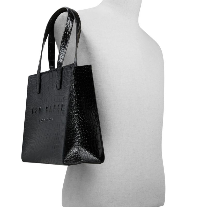 Genți Icon Dama Ted Baker Seacon - Croc Texture Small Icon Tote Bag Negrii Albi | 590487-VOX