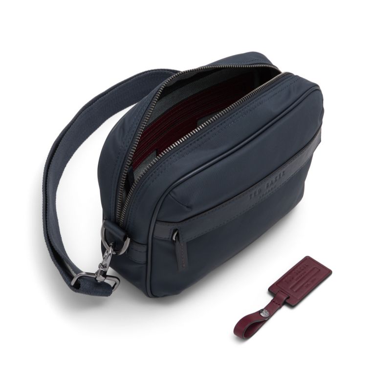 Genți Pentru Documente Barbati Ted Baker Roman - Nylon Leather Detail Crossbody Bag Bleumarin | 261804-XPJ