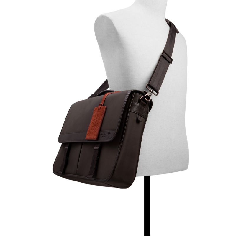 Genți Pentru Documente Barbati Ted Baker Malcolm - Nylon Leather Trim Messenger Bag Maro | 756941-BFS