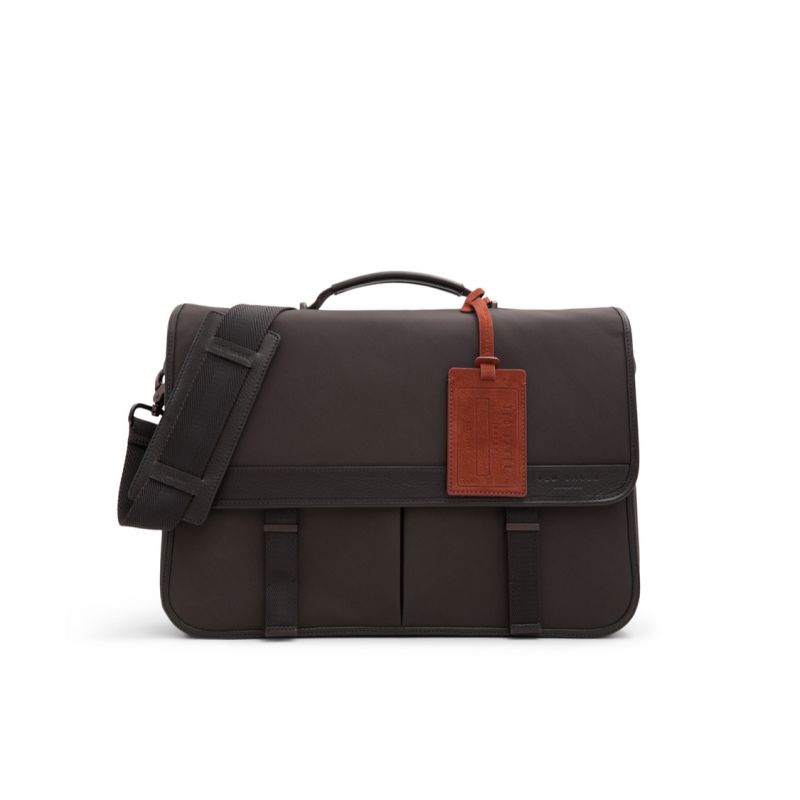 Genți Pentru Documente Barbati Ted Baker Malcolm - Nylon Leather Trim Messenger Bag Maro | 756941-BFS