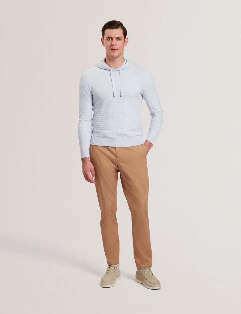 Hanorac cu Gluga Barbati Ted Baker Loular - Textured T Knit Wool Blend Hoodie Albastri | 479320-HMF