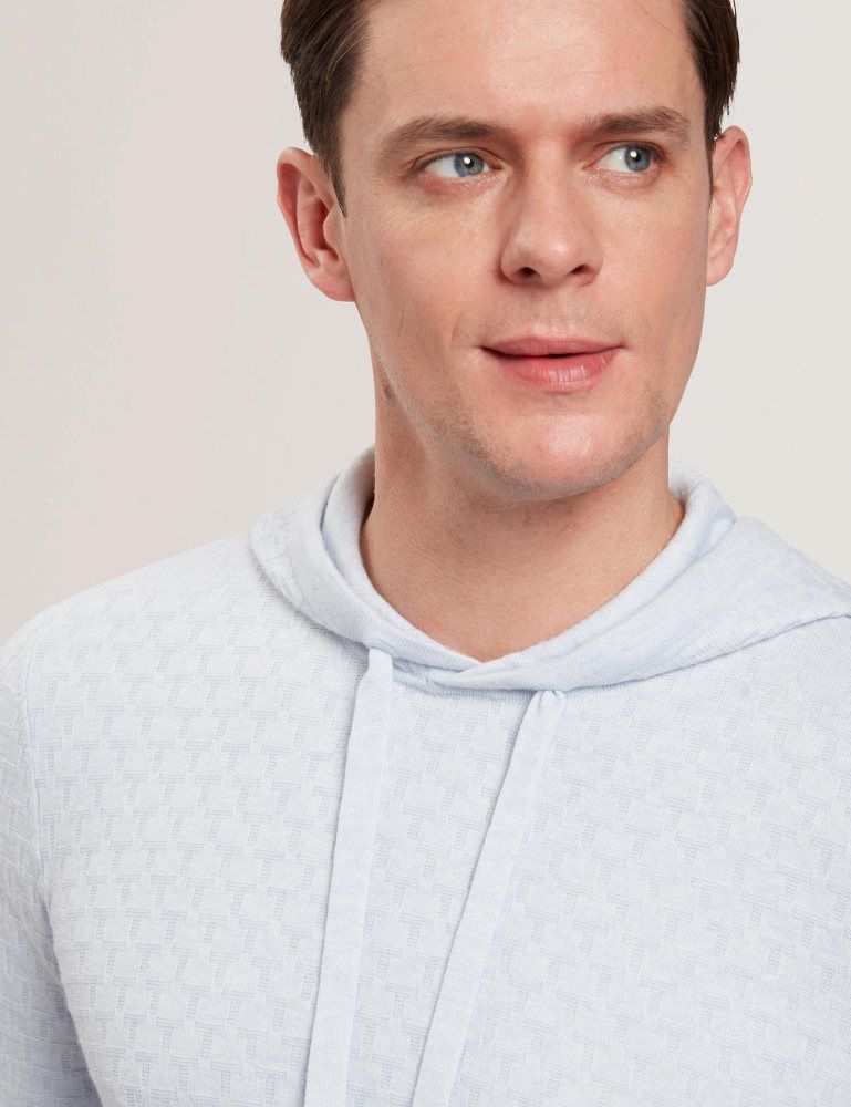Hanorac cu Gluga Barbati Ted Baker Loular - Textured T Knit Wool Blend Hoodie Albastri | 479320-HMF
