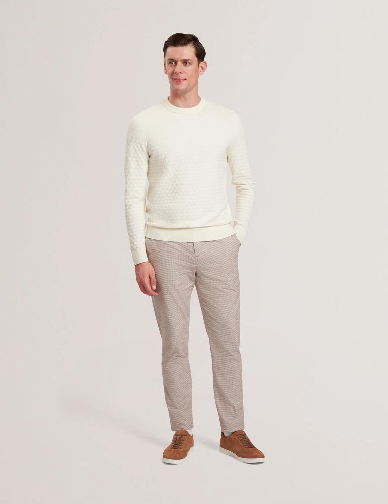 Pantaloni Barbati Ted Baker Handly - Micro Houndstooth Slim Fit Pants Gri Maro | 102453-WFK